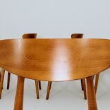 Set of 6 Dining Chairs, Light Beech Wood, White Bouclè Fabric, Modern 