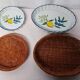 Lot de 2 petits plats décor provençal avec panier en osier vintage