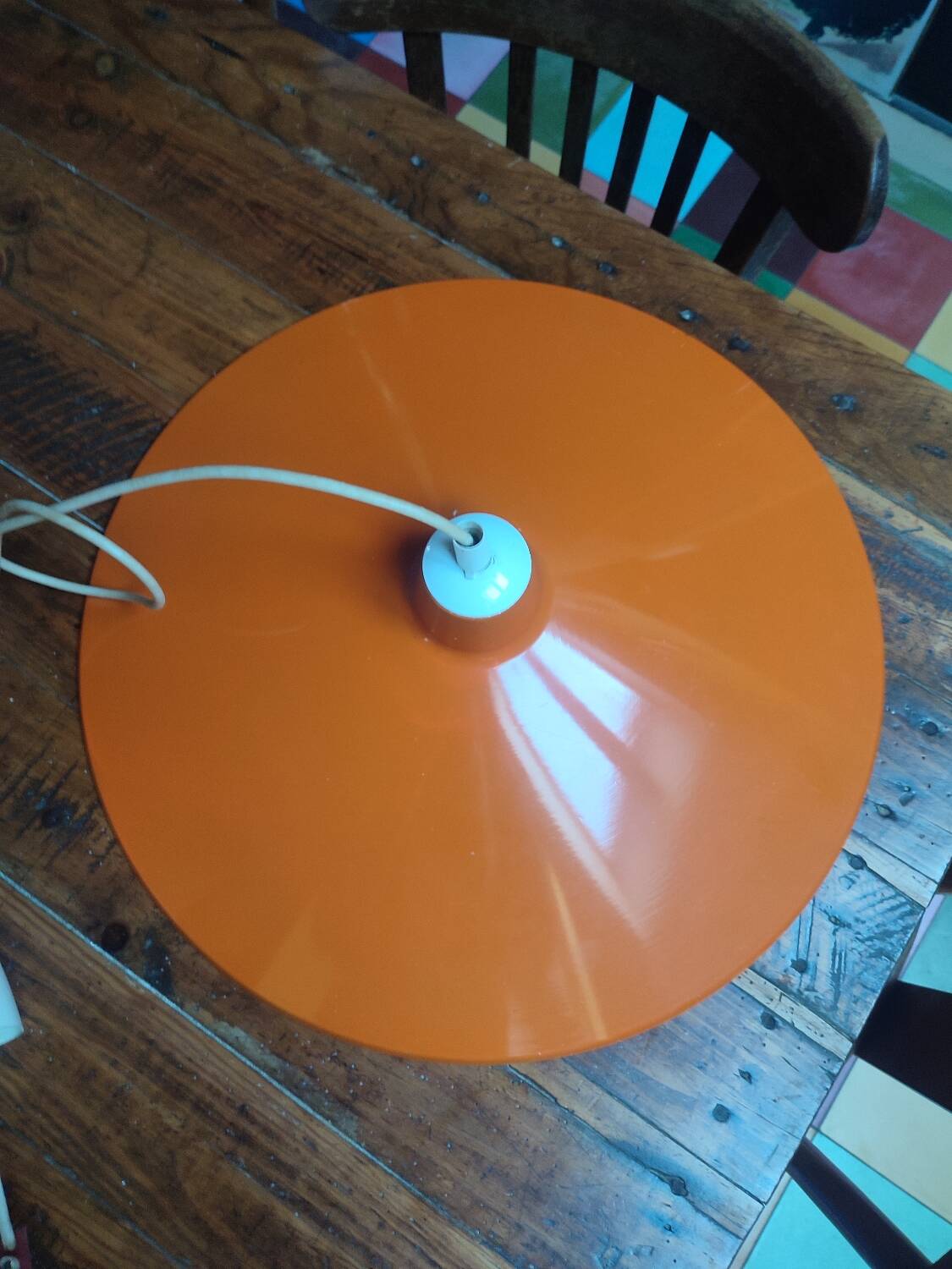 Large vintage metal pendant light