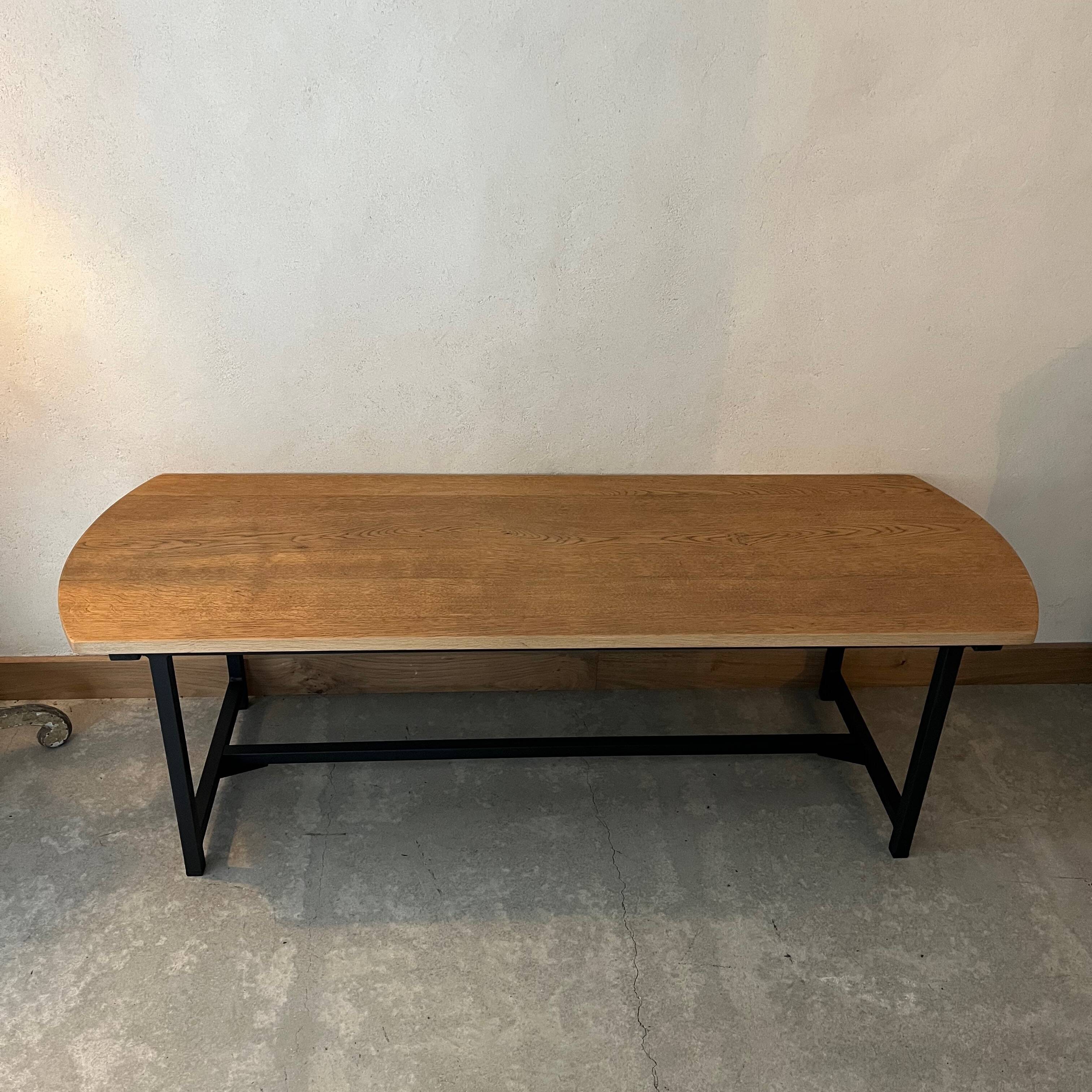 Wooden coffee table with metal legs