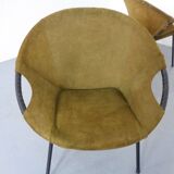 Olive Green Suede Balloon Chairs from Lusch, Germany, 1960s, Set of 2