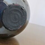 Vase " figue " en céramique noire irisée vintage