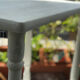 Table d’appoint bois vintage patine blanche