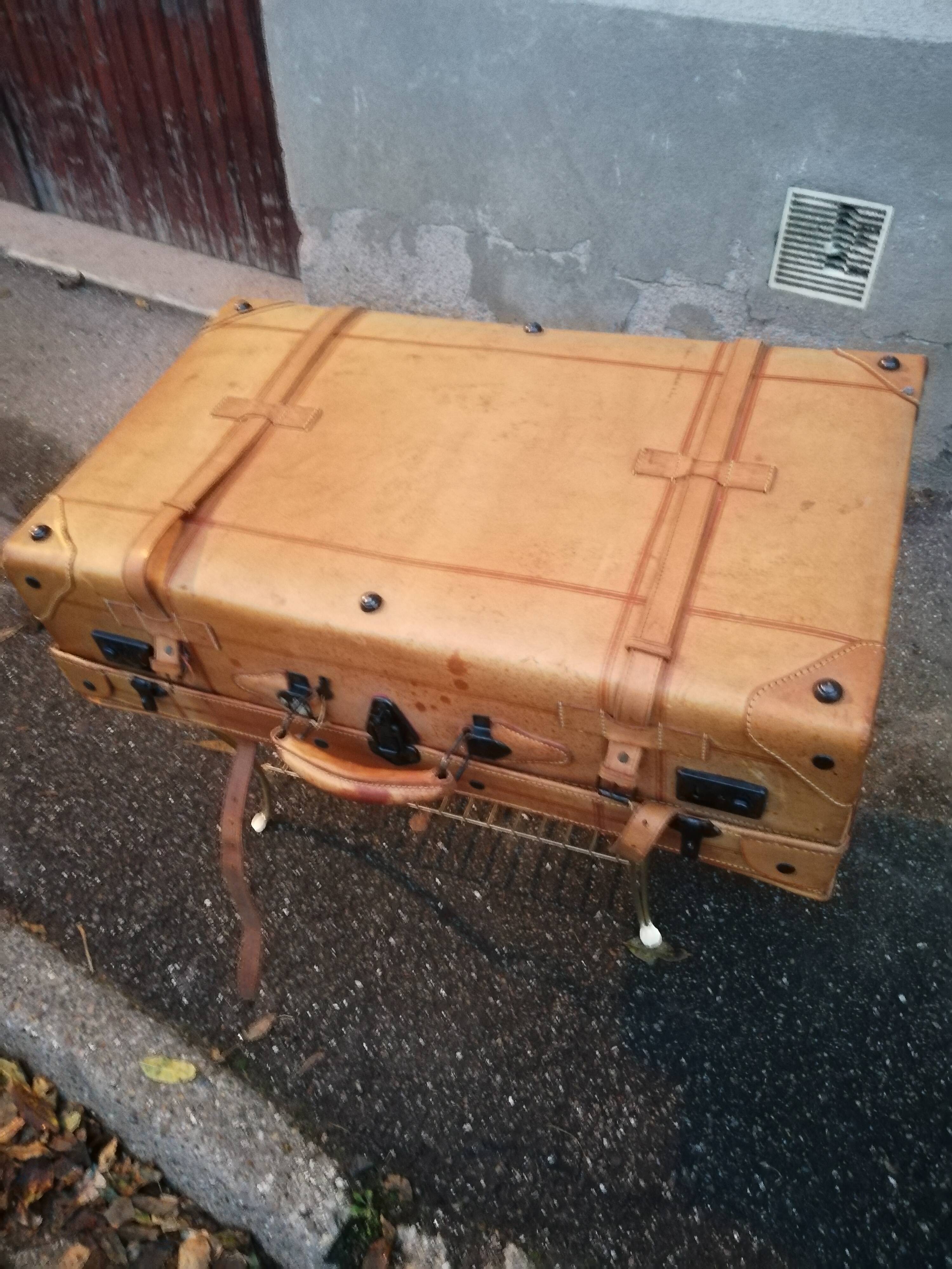 Antique leather suitcase
