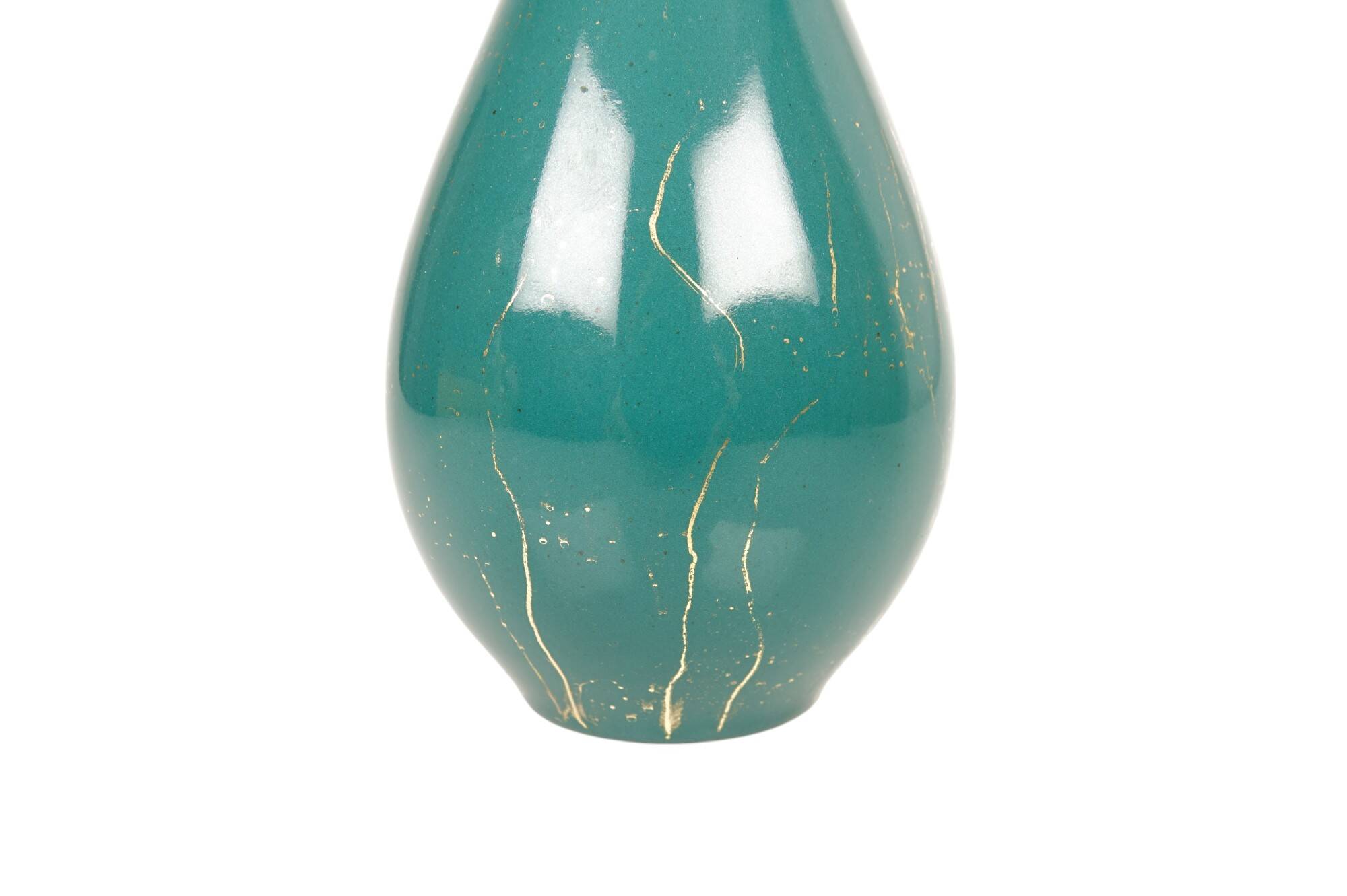 Lucien BRISDOUX Green ceramic vase and gold oil