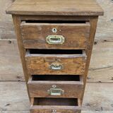 Old bedside table with 4 drawers in Burmese teak
