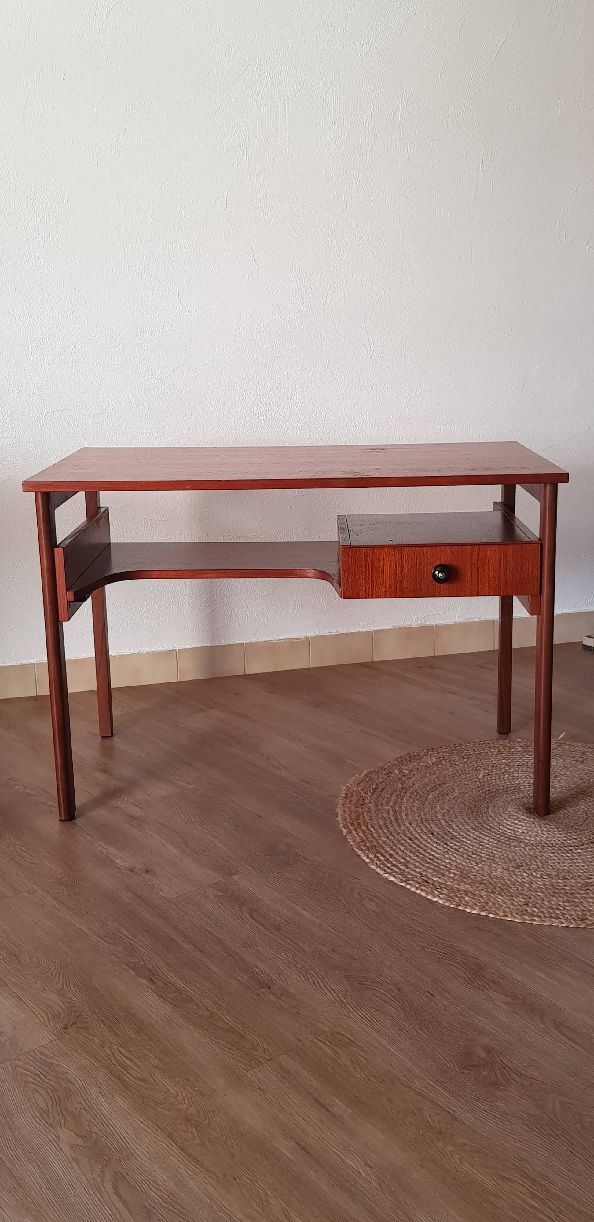 Bureau double face en teck vintage
