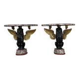 Pair of marble and bronze console tables, Italy, circa 1930