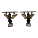 Pair of marble and bronze console tables, Italy, circa 1930