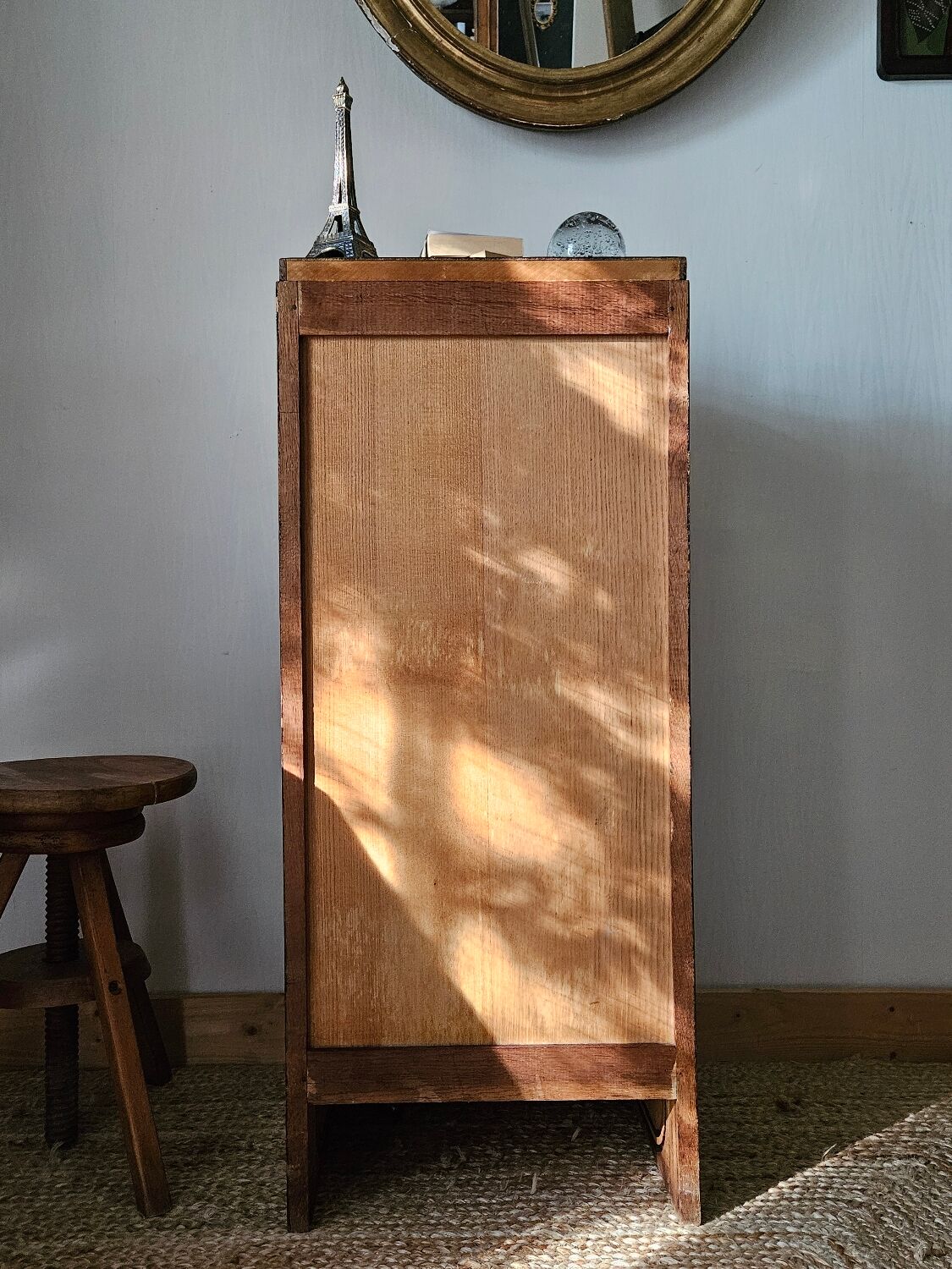 Meuble rideau chêne vintage