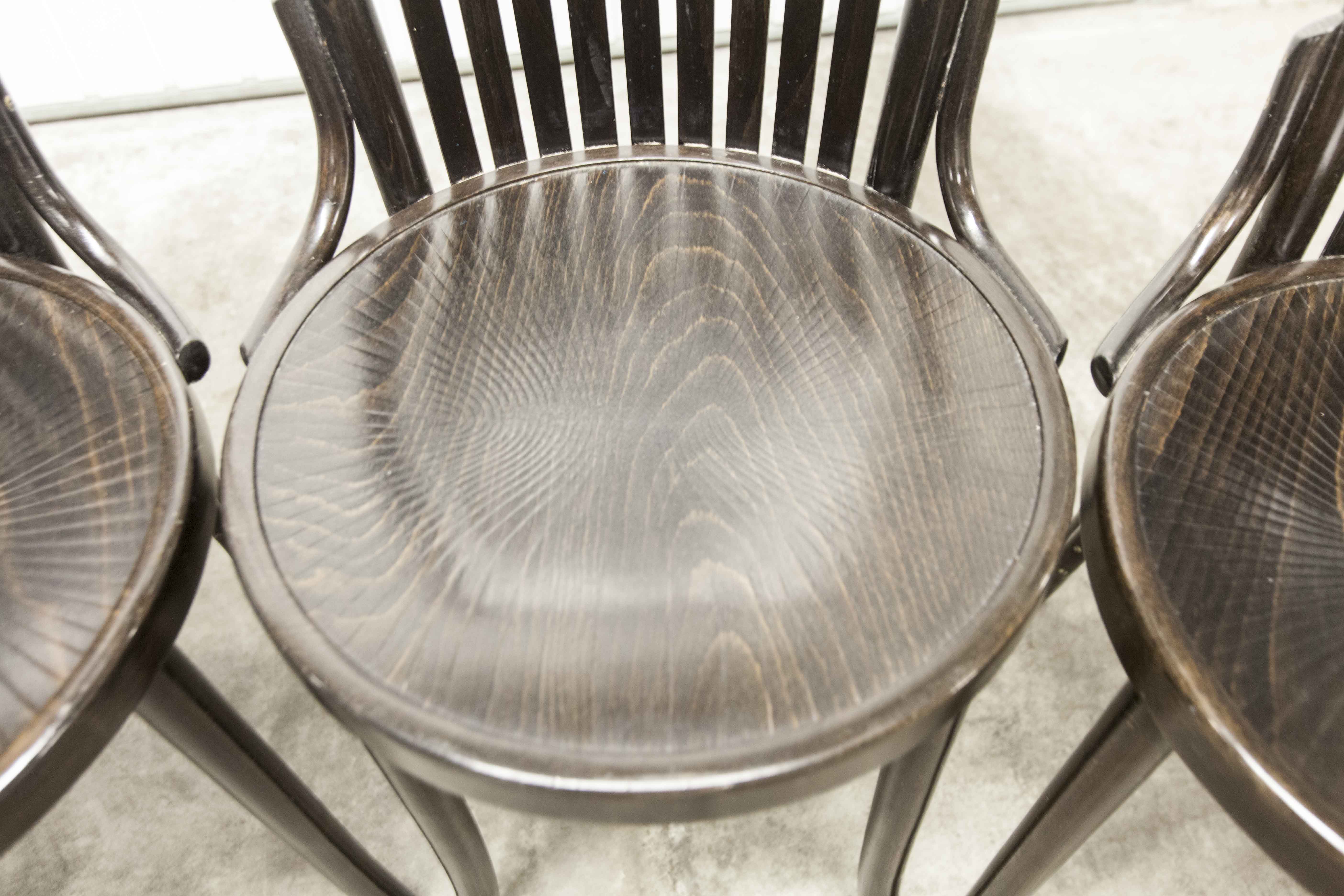 Set of 6 chairs Bistrot Baumann ref 22 curved wood