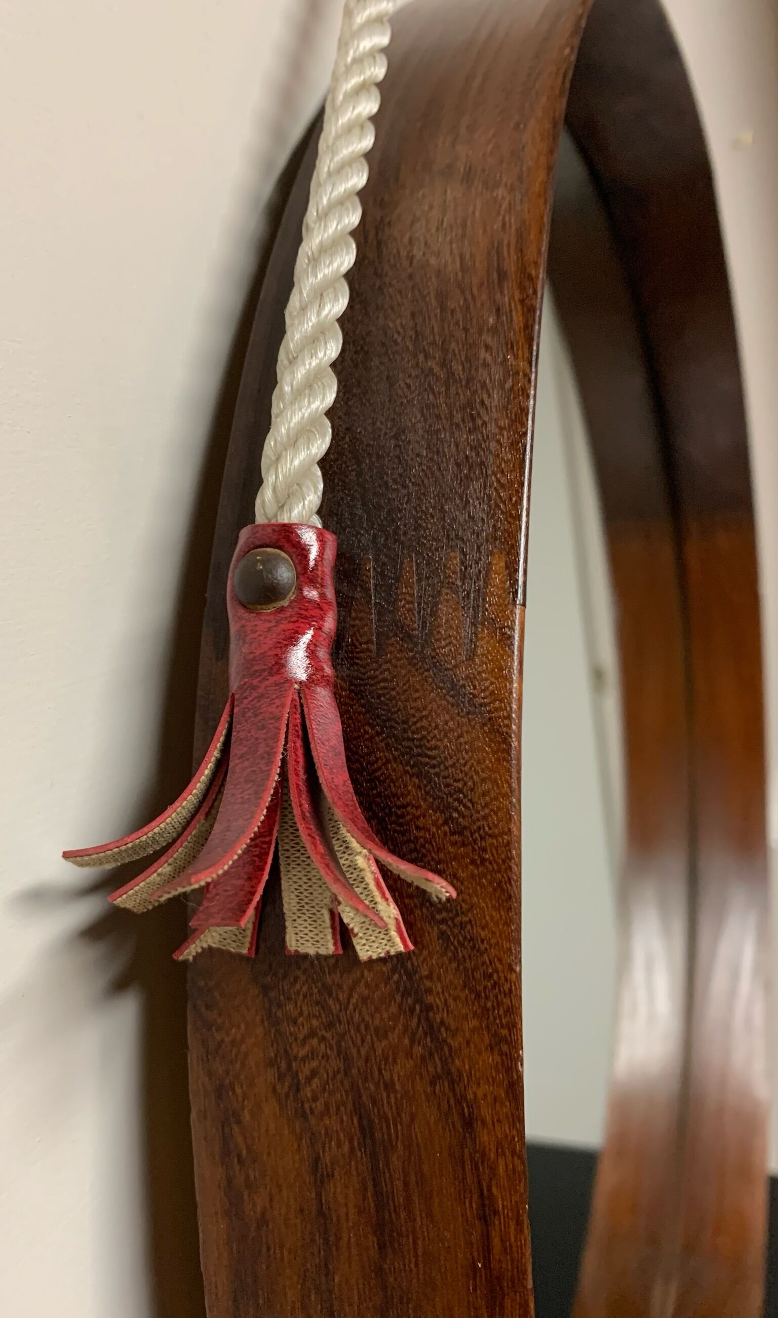 Teak vintage wall mirror, 60s mid century modern wood mirror made in italy