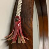 Teak vintage wall mirror, 60s mid century modern wood mirror made in italy