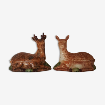 Duo de 2 terrines Michel Caugant Cerf et Biche