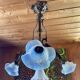 Large bronze chandelier, opaline tulip, early 20th century