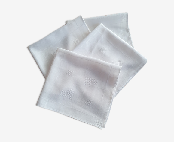 Lot de 5 serviettes de table ancienne blanche