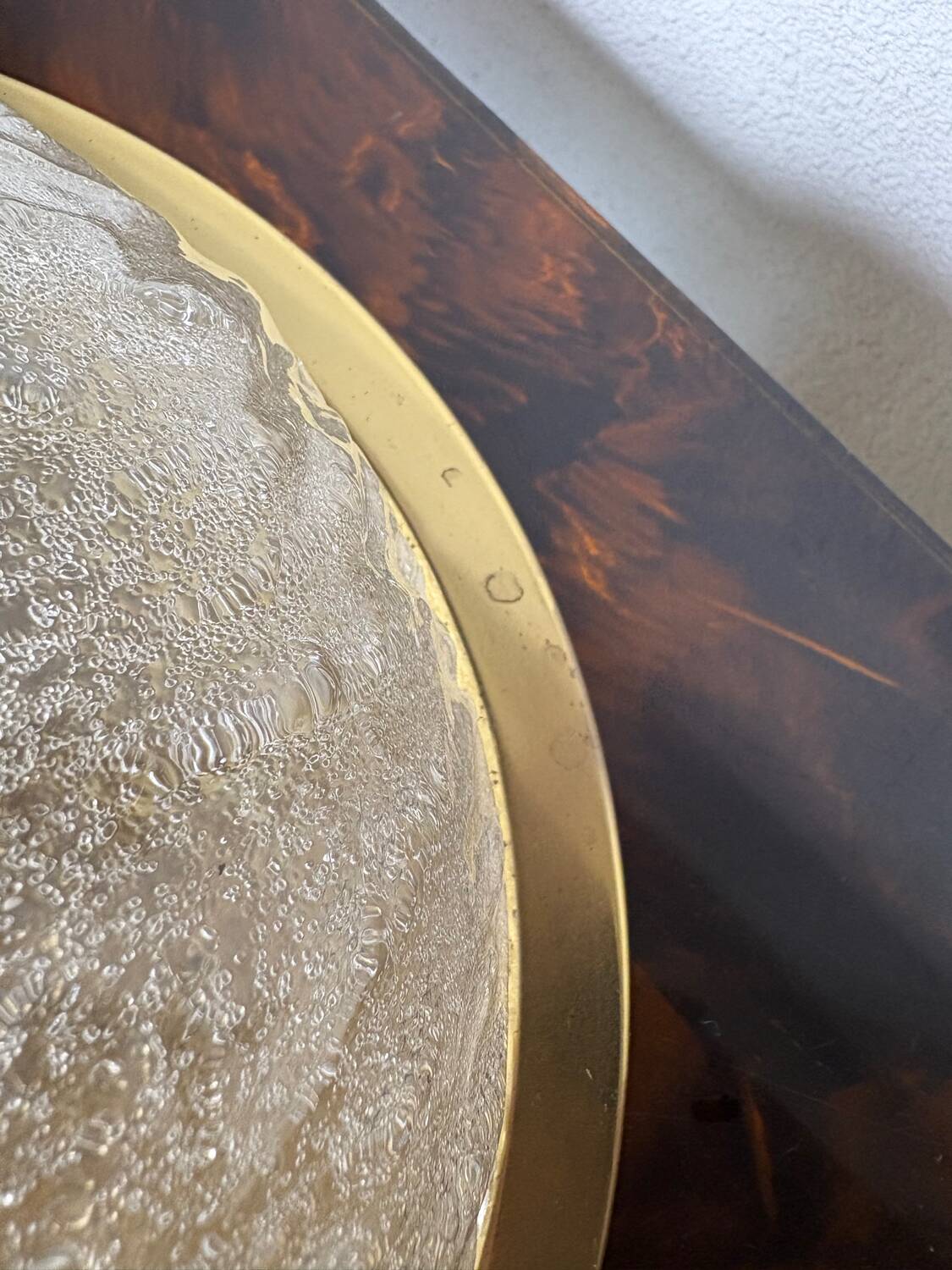 Frosted glass and brass ceiling light, 1970s