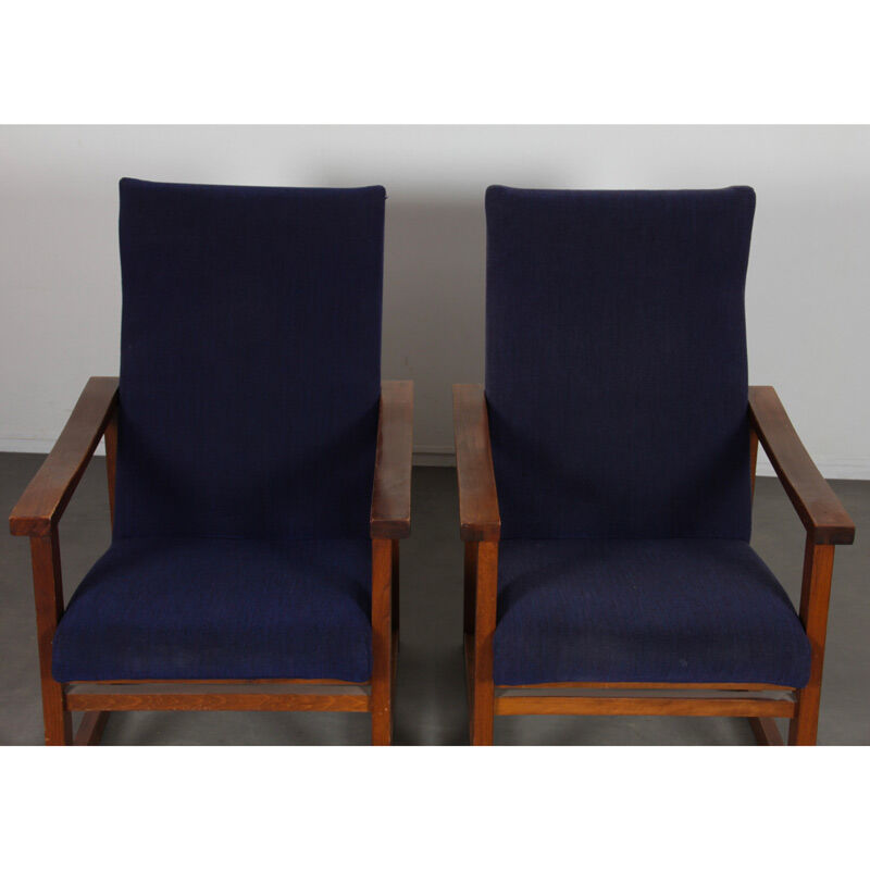 Paire de fauteuils en bois des années 1970