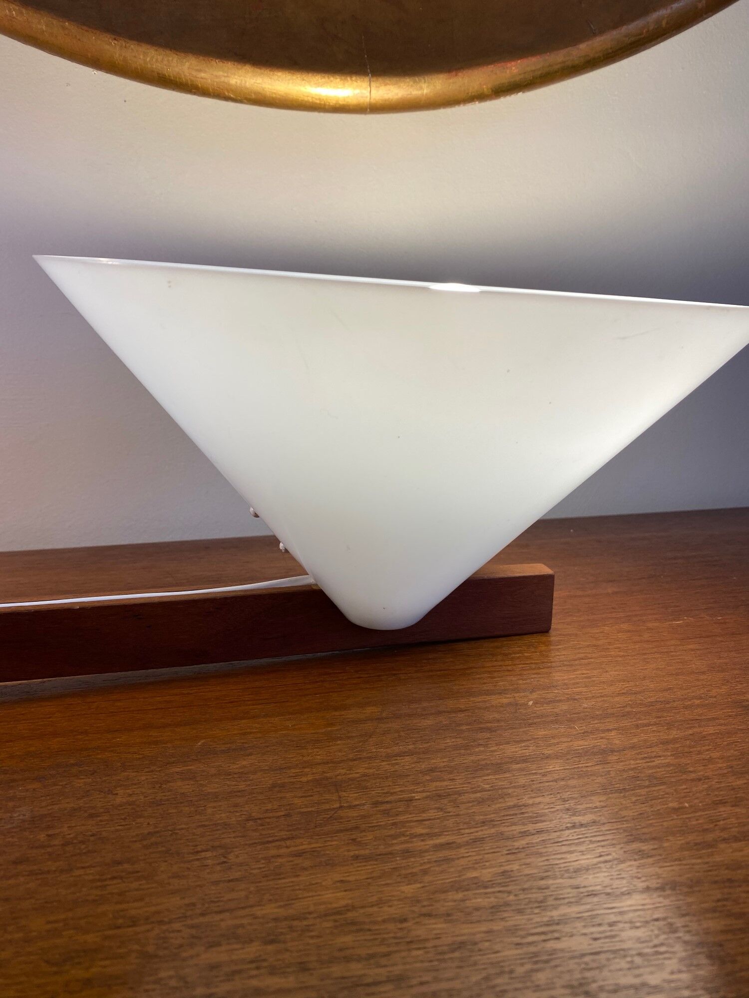 Teak and acrylic wall lamp