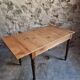 Table vintage française en pin avec rallonge latérale vers 1930, table de cuisine ou bureau