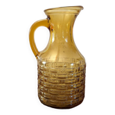 Vase / carafe en verre moutarde retro
