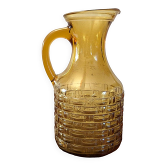 Vase / carafe en verre moutarde retro