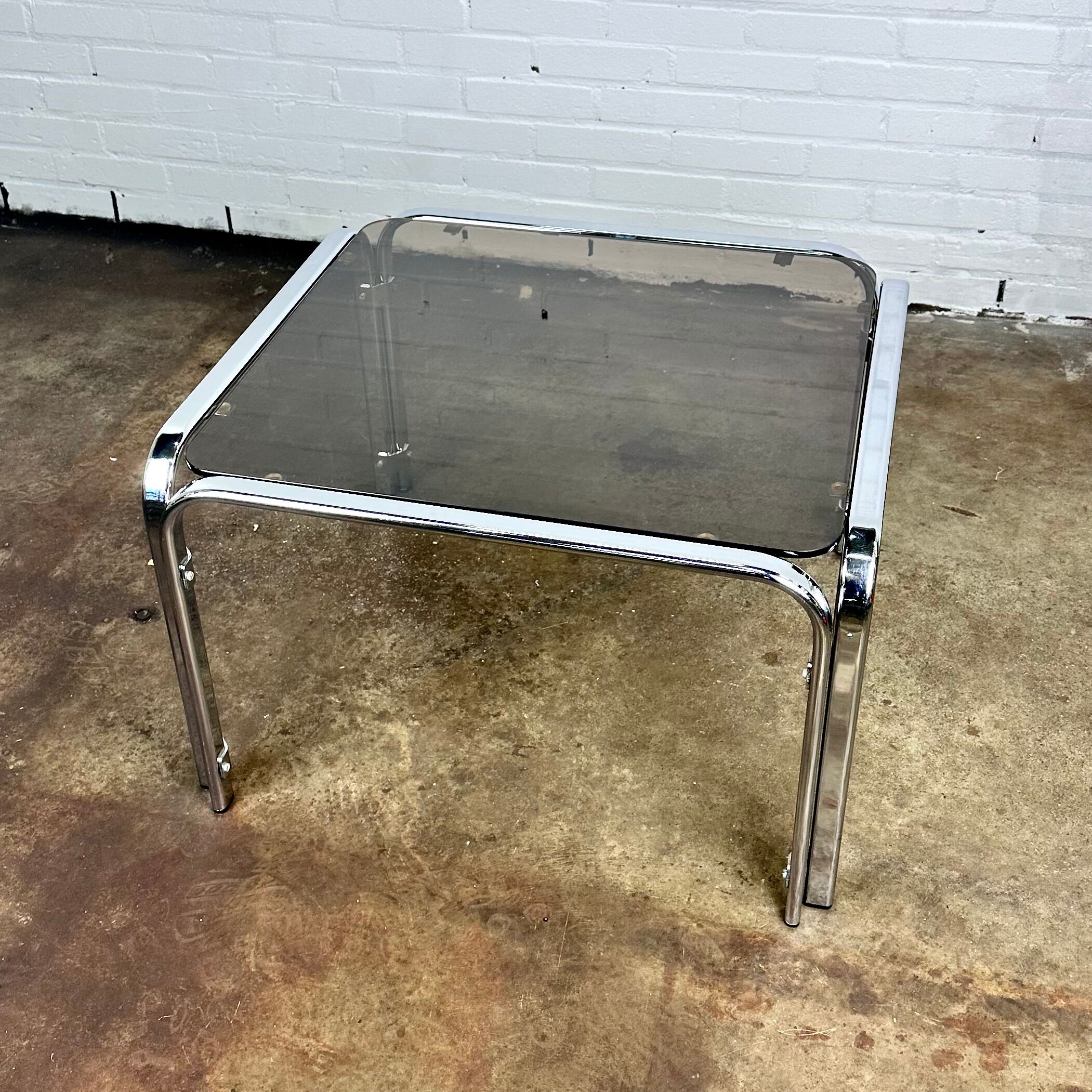 Coffee table with smoke glass & chrome frame