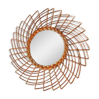 Miroir en rotin vintage