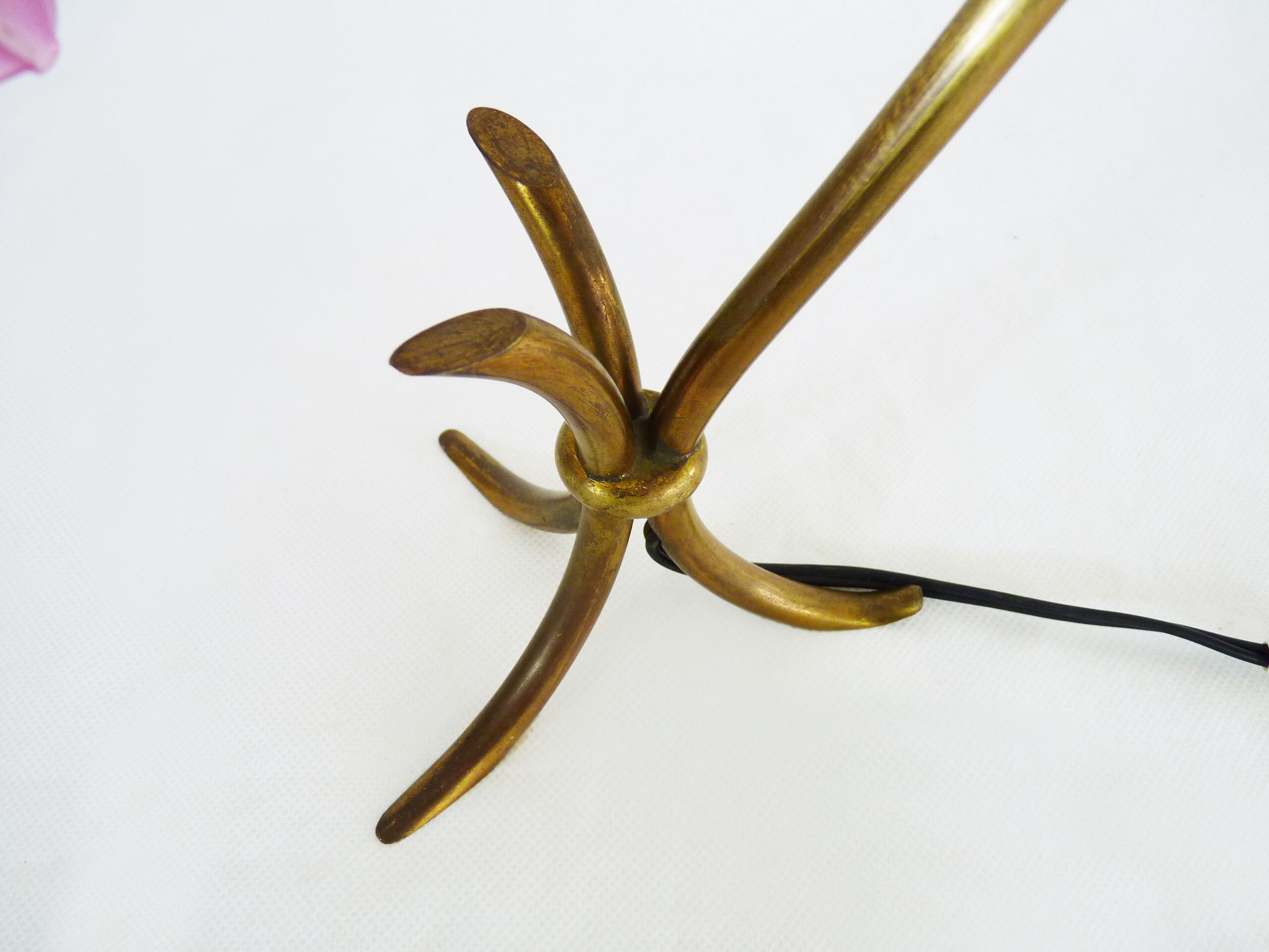 Art Deco Modernist tripod table lamp with brass swivel head