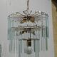 Brass chandelier and beveled glass, Italian manufacturing