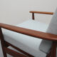Fauteuil en teck des années 1960 nouveaux coussins en gris-bleu