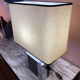 Metal lamp, black plexiglass and its original shade.
