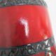 Enamelled ceramic pot with wood lid German design 70s