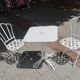 Antique garden furniture in solid wrought iron.