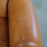 Vintage Wingback Chair Made from Sheepskin Leather