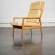Fauteuil en cuir beige