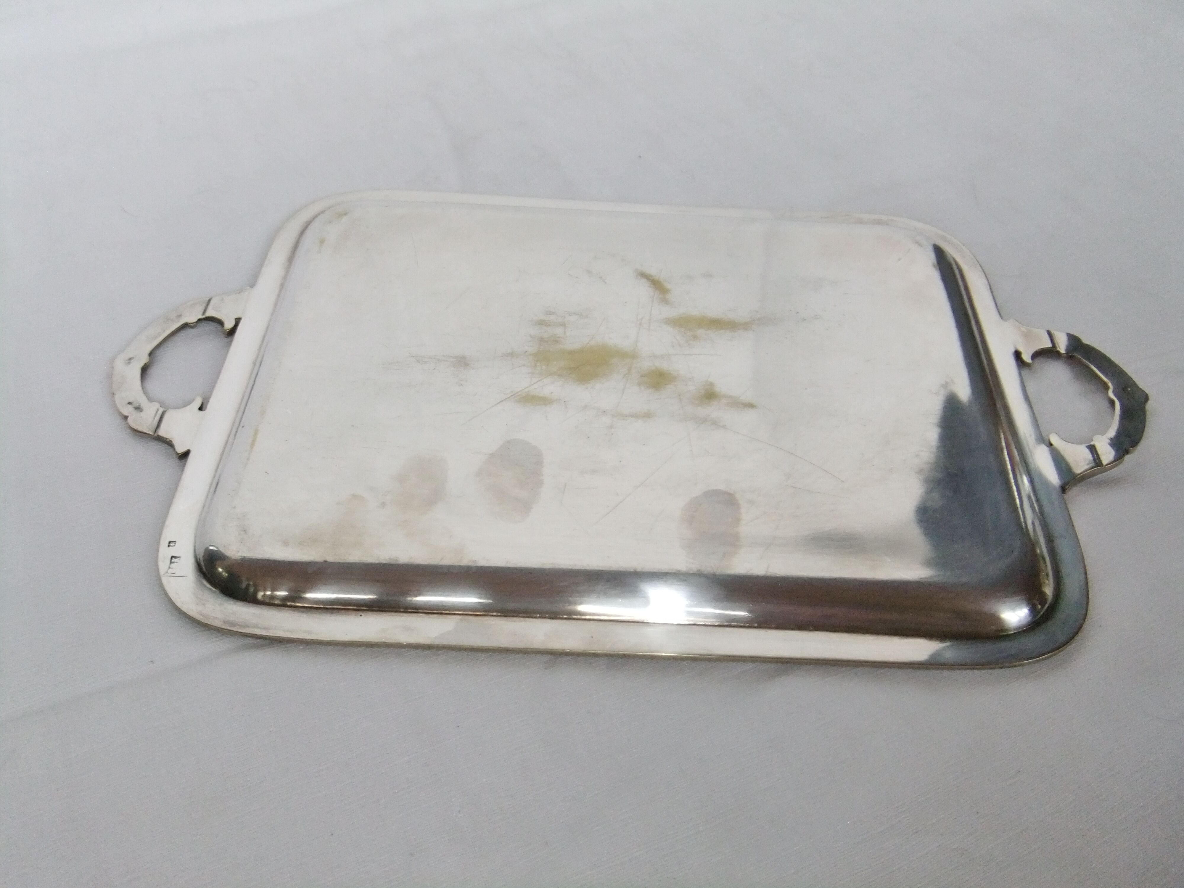 Serving tray with liqueur or other silver metal old art nouveau hallmark