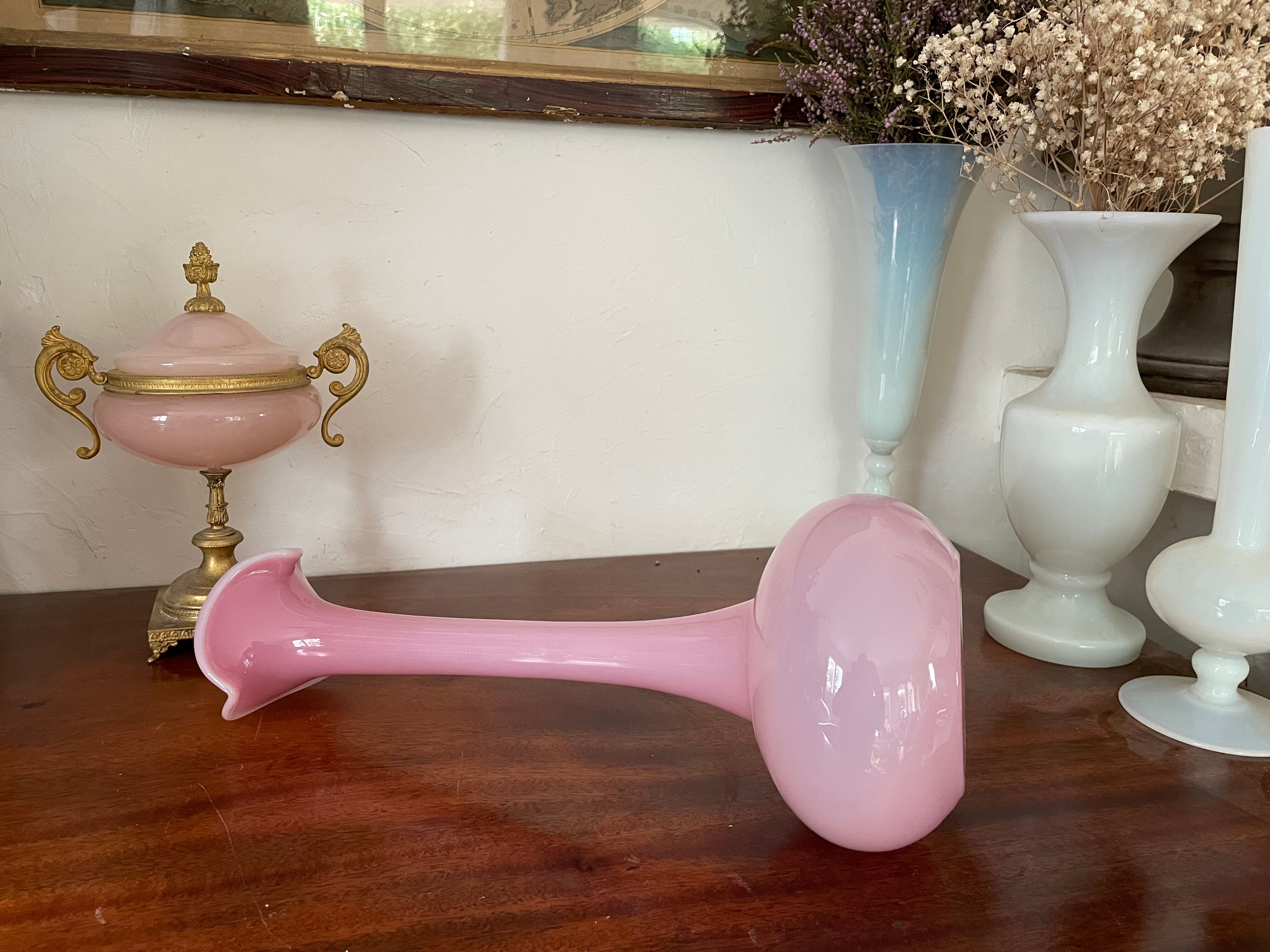 Pink opaline vase 32,5cm