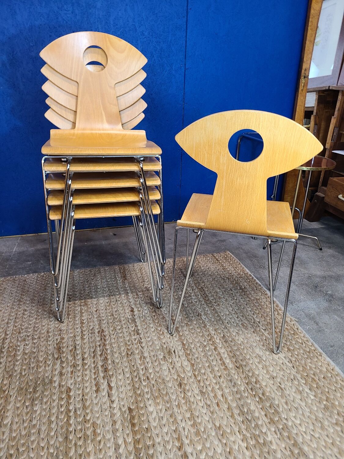 Suite de 6 chaises empilables Yamakado "Cocotte" - circa 1990