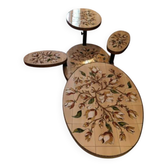 Georges Pelletier Vallauris La Roue Magnolias Vintage Coffee Table