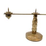 Brutalist brass pair of candle holders, France 1970