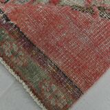 Pale Read Classic Turkish Vintage Runner Rug, 72x337Cm