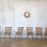 Series of 6 Scandinavian chairs or vintage wooden bistro