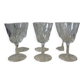 Set of 6 Reims crystal glasses 1950