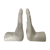 Pair of ceramic hand bookends from the 70s and 80s