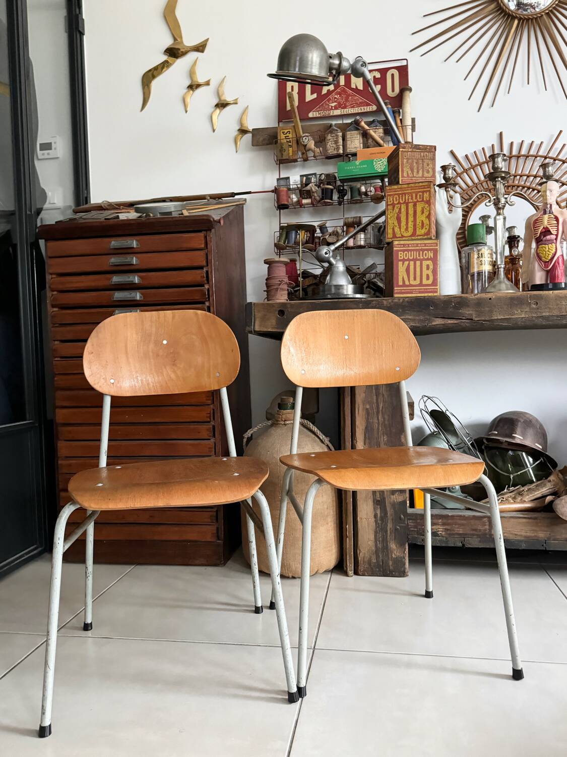 Old vintage adult school chair