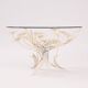 Table fleurie en métal Hans Kogl du milieu du siècle avec plateau en verre