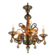 Lustre vénitien en verre de Murano mordoré souligné d’un filet noir, vers 1950