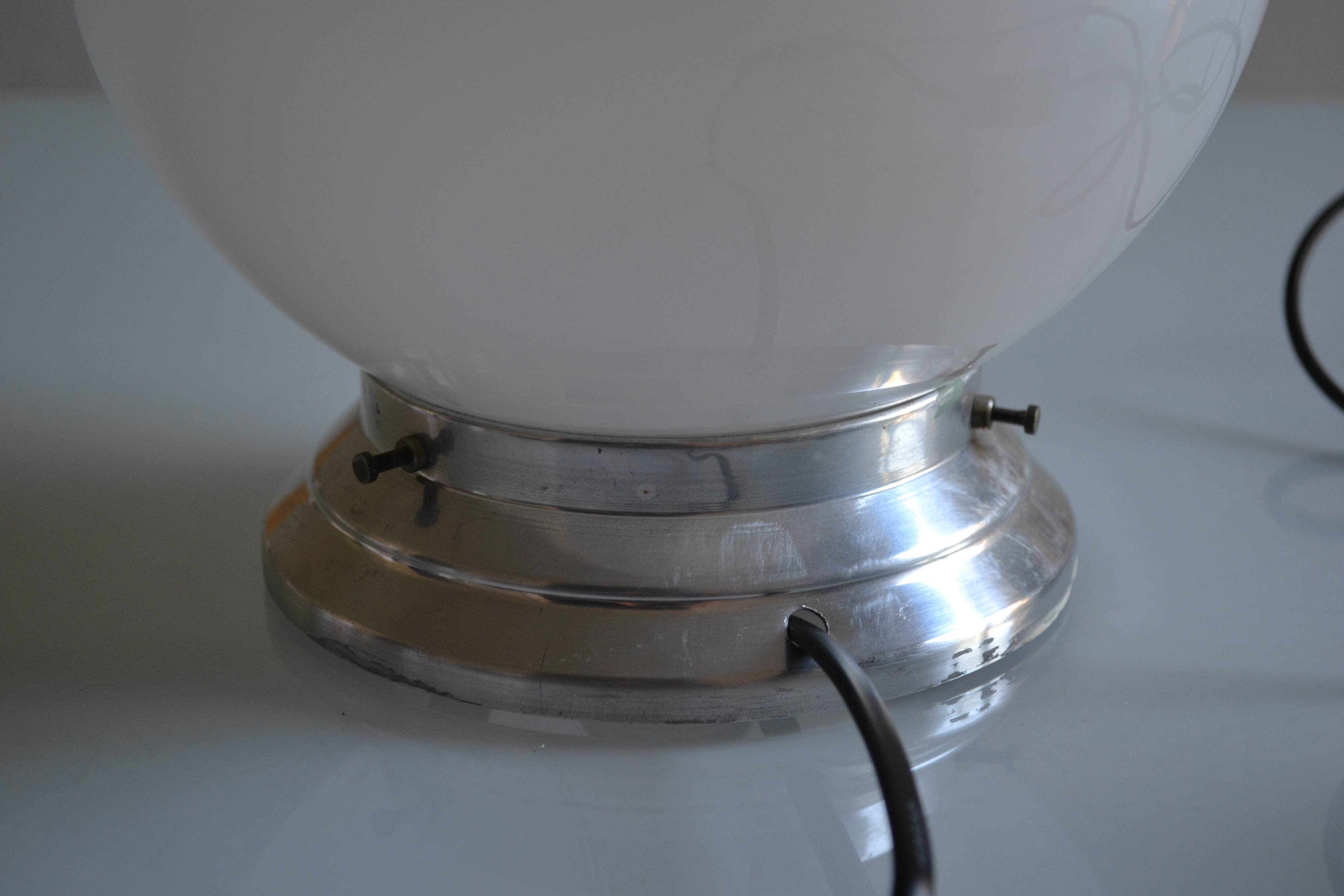Art Deco table lamp with white opaline glass globe