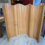 Paravent style Baumann bois autoportant vague pliable vintage 1950